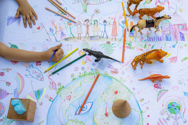 istock Child's drawing of the planet 1251187212
