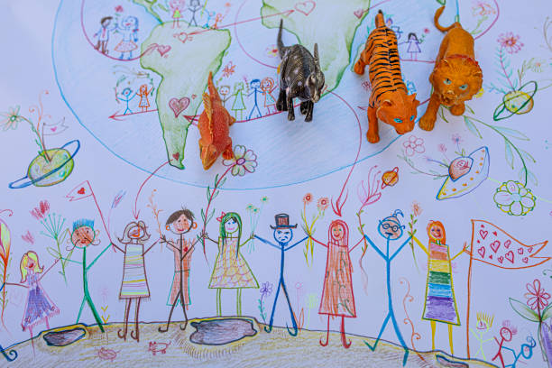 Children's drawing of planet Earth