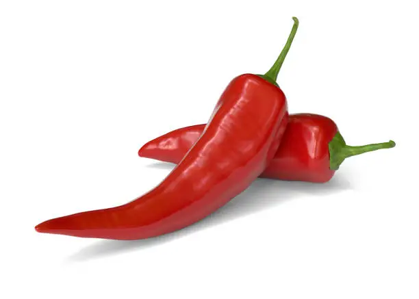 Chili, red, pepper, isolated on white, 3d rendering