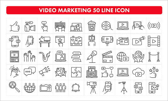 Video Marketing 50 Line Icon