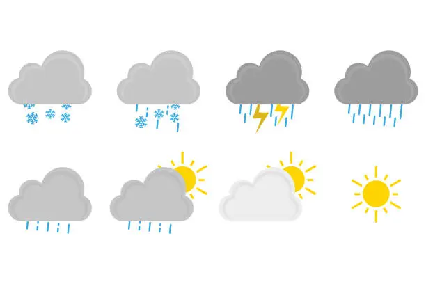 Vector illustration of Set of weather icons. Vector illustration in flat design
