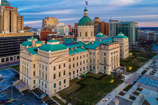 Aerial view of Wisconsin State Capitol building in downtown Madison, the capital city of Wisconsin.\n\nAuthorization was obtained from the FAA for this operation in restricted airspace.