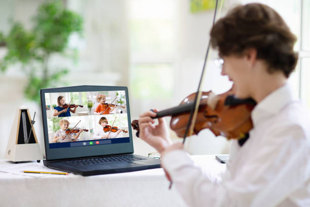 istock Violin lesson online. Music remote tuition. 1251196247