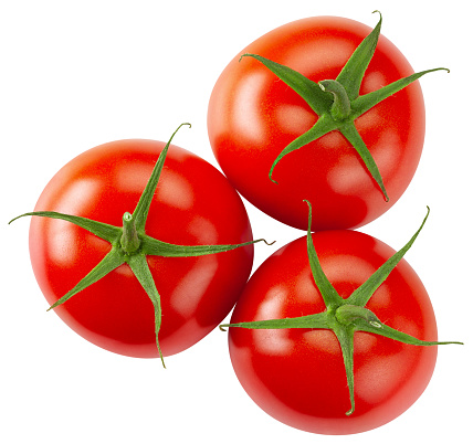 Tomatoes isolated on white background. Top view