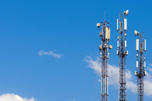 istock telecommunication antenna at blue sky background and copyspace. network broadcast tower. 1251199312