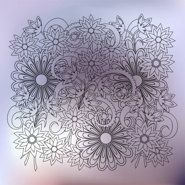 ilustraciones, imágenes clip art, dibujos animados e iconos de stock de composición floral transparente gradiente de plata - textile purple translucent backgrounds