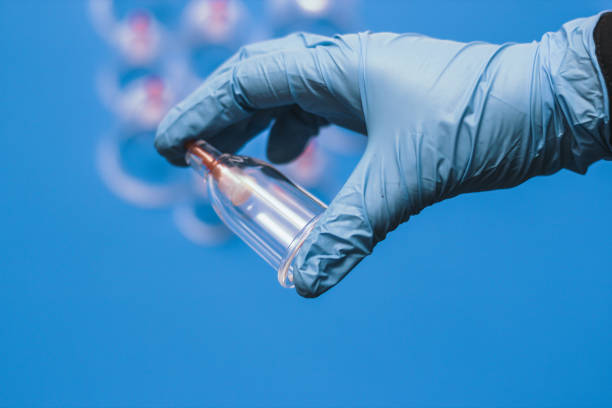 istock Jars for hijama. Vacuum pumps on a blue background 1251202525