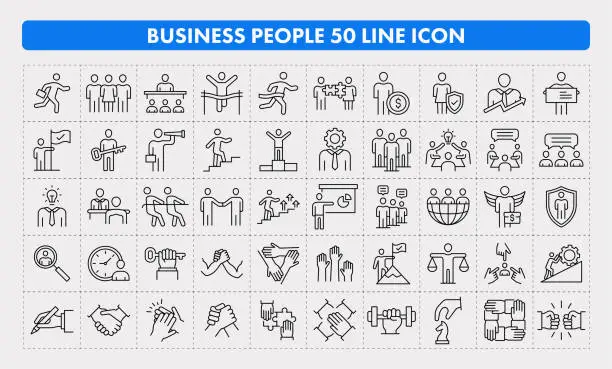 Vector illustration of Business People 50 Line Icon