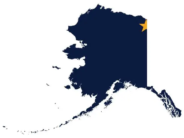 Vector illustration of Map of US state of Alaska with flag