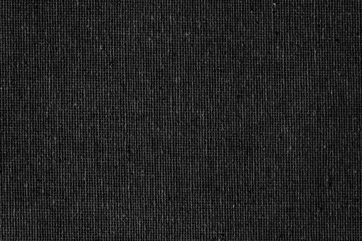 Background Black Total Burlap Sack Jute Woven Fabric Texture Grid Pattern Macro Photography Design template for presentation, flyer, card, poster, brochure, banner