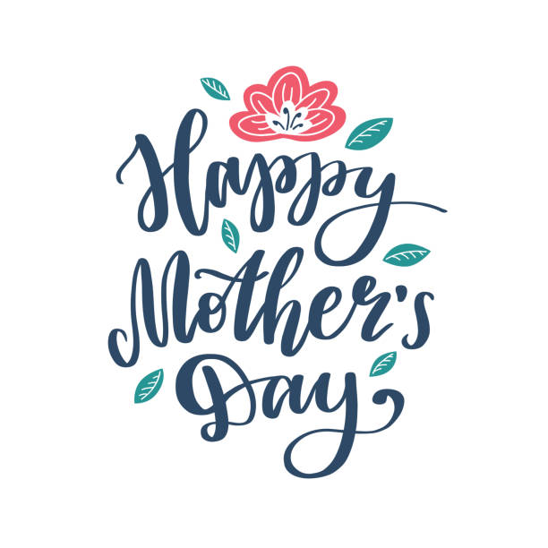 happy mothers day vector lettering on white vector art illustration