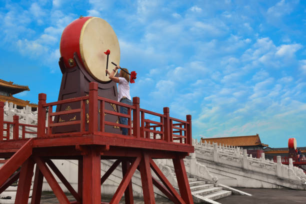 The drum tower in the Hengdian Film and Television City stock photo