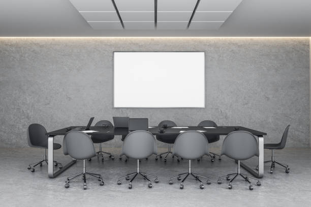 istock Modern meeting interior with banner 1251207997