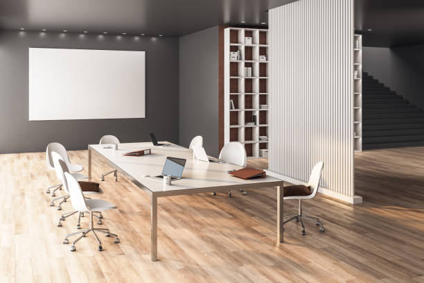 istock Modern conference room interior with blank poster 1251209576
