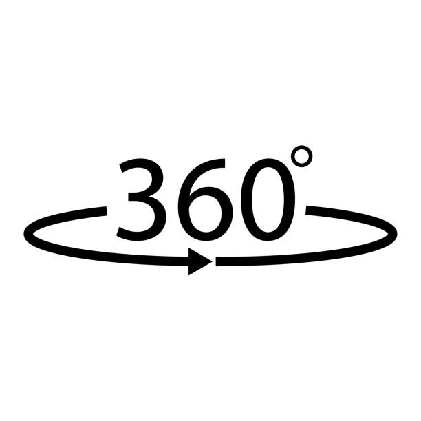 flaches 360-rotationsvektor-symbol. 360-grad-pfeil .vector 10 eps - voll fotos stock-grafiken, -clipart, -cartoons und -symbole