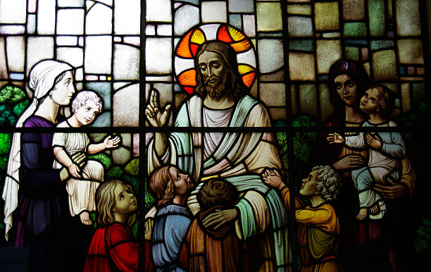 plomb lumière - stained glass jesus christ glass church photos et images de collection