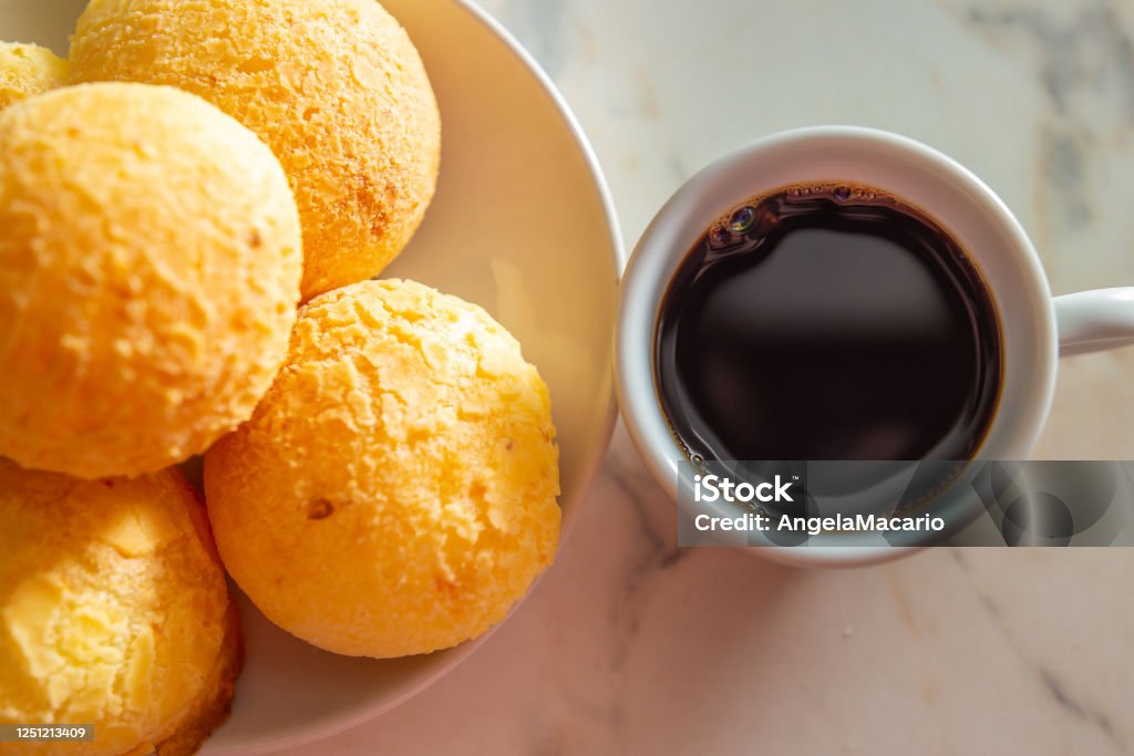 cheese bread. cheese bread and coffee cup. Cheese Bread Stock Photo