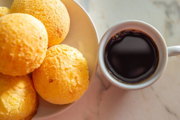 cheese bread. cheese bread and coffee cup. goias photos stock pictures, royalty-free photos & images