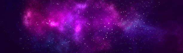 istock Vector cosmic watercolor illustration. Colorful space background with stars 1251219490