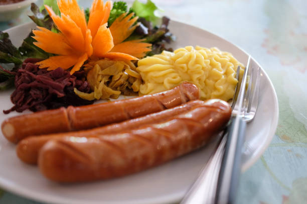 grilled pork sausage mashed potatoes vegetable
