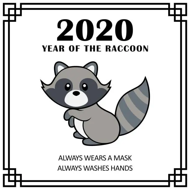 Vector illustration of Cute Raccoon, the 2020 Mascot