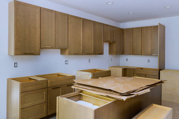 istock Interior design construction of kitchen with cabinet maker installing home improvement custom 1251228535