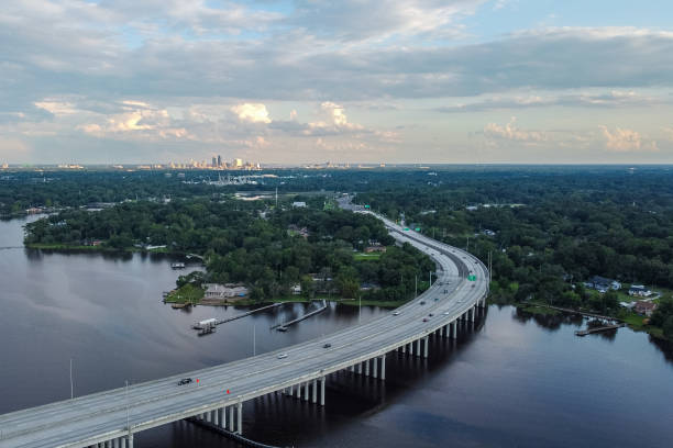 istock Aerial View of Interstate Highway over Florida River 1251230288