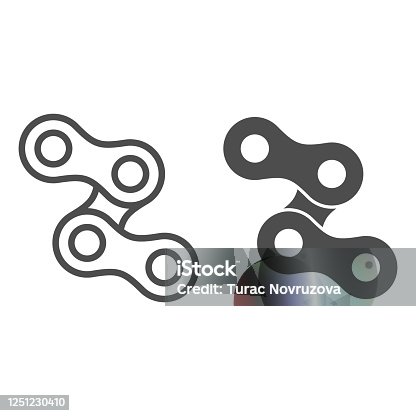 istock Bicycle chain line and solid icon, bicycle concept, chains sign on white background, bike chains icon in outline style for mobile concept and web design. Vector graphics. 1251230410