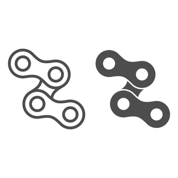 Bicycle chain line and solid icon, bicycle concept, chains sign on white background, bike chains icon in outline style for mobile concept and web design. Vector graphics. Bicycle chain line and solid icon, bicycle concept, chains sign on white background, bike chains icon in outline style for mobile concept and web design. Vector graphics bicycle symbols stock illustrations