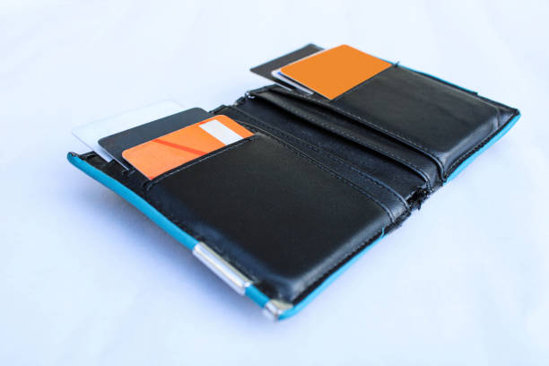 istock Credit/debit cards in men wallet on white background 1251231970