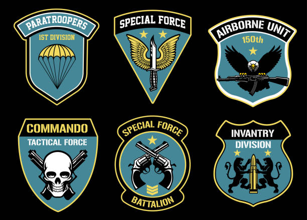 バンドル軍事ユニットバッジを設定する - marines patch insignia military点のイラスト素材／クリップアート素材／マンガ素材／アイコン素材