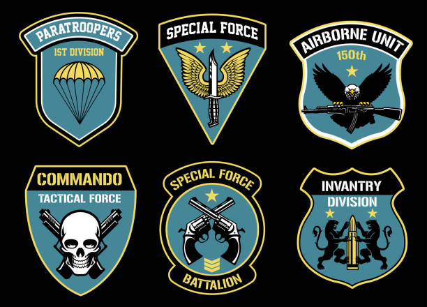 set bundle military unit badges vector of set bundle military unit badges pistil stock illustrations