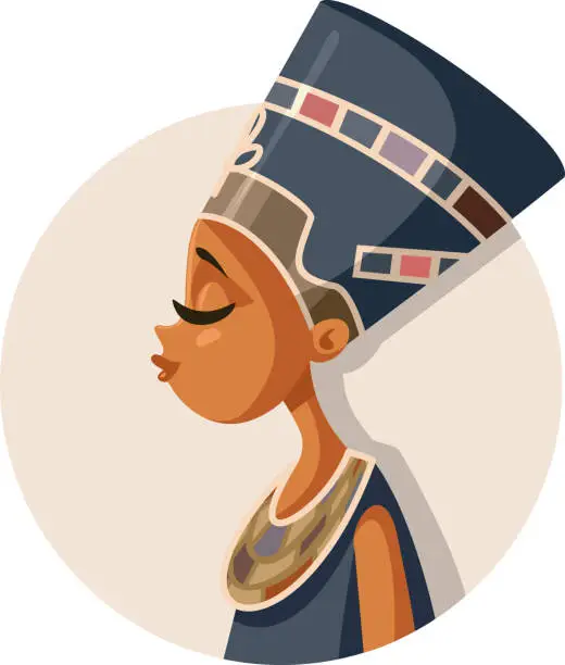 Vector illustration of Egyptian Queen Nefertiti Vector Cartoon Illustration