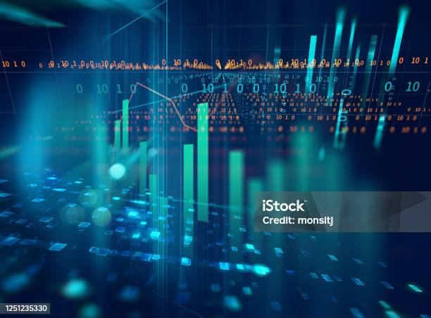 Stock Market Investment Graph On Financial Numbers Abstract Background3d Illustration Stock Photo - Download Image Now