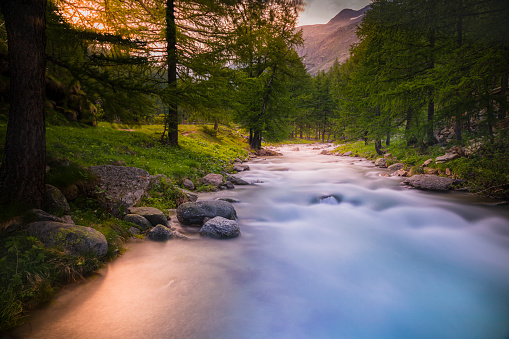 Ethereal river stream landscape, long exposure – Gran Paradiso Alps – Italy