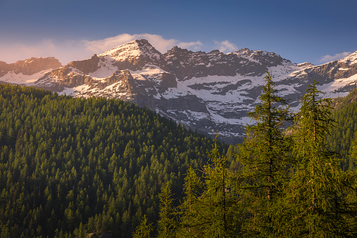 Gran Paradiso idyllic alpine landscape at springtime – northern Italy