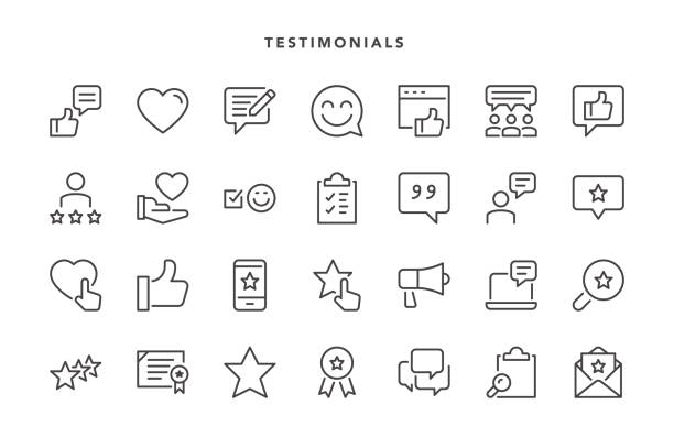 Testimonials Icons Testimonials Icons - Vector EPS 10 File, Pixel Perfect 28 Icons. feedback stock illustrations