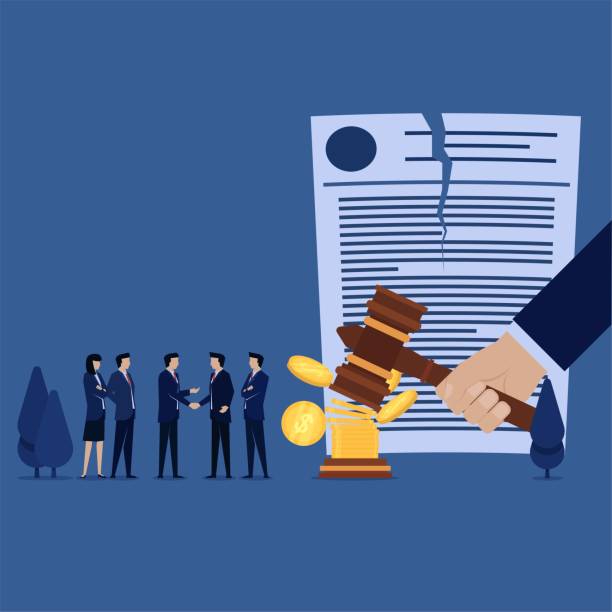 ilustrações de stock, clip art, desenhos animados e ícones de business team handshake for canceled verdict with money metaphor of corruption. - lawsuit
