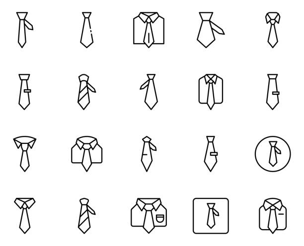 ilustraciones, imágenes clip art, dibujos animados e iconos de stock de icono de línea de amarre - necktie