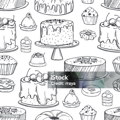 istock Cookies, cakes, muffins. Vector   pattern 1251244789