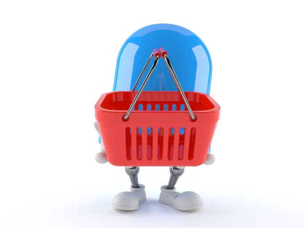 istock LED character holding shopping basket 1251245040