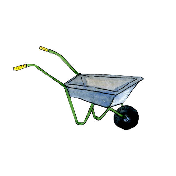 istock Watercolor steel wheel barrow 1251254282
