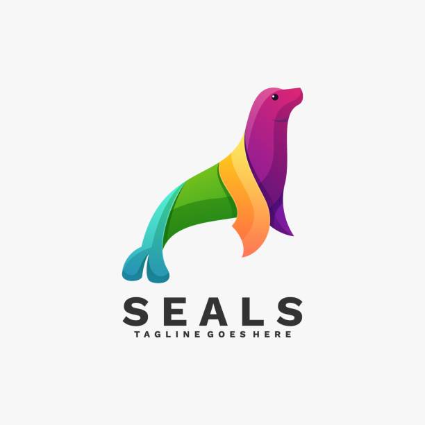 Vector Illustration Seals Gradient Colorful Style. Vector Illustration Seals Gradient Colorful Style. seal animal stock illustrations