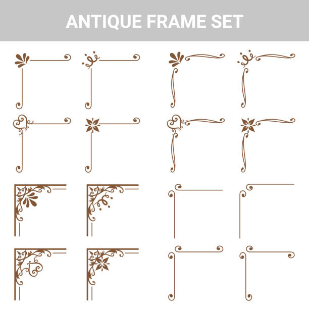 materiał dekoracyjny, antyczny, zestaw ram - narożnik boiska stock illustrations