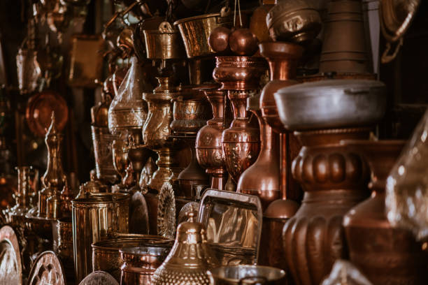 istock Decorative elements on the souk (market) in the old town, Medina in Morocco. Jug for brewing the tea. 1251267914