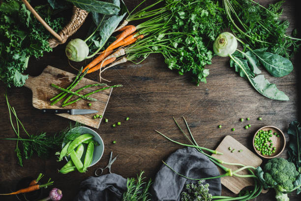 Chopping vegetables for making salad