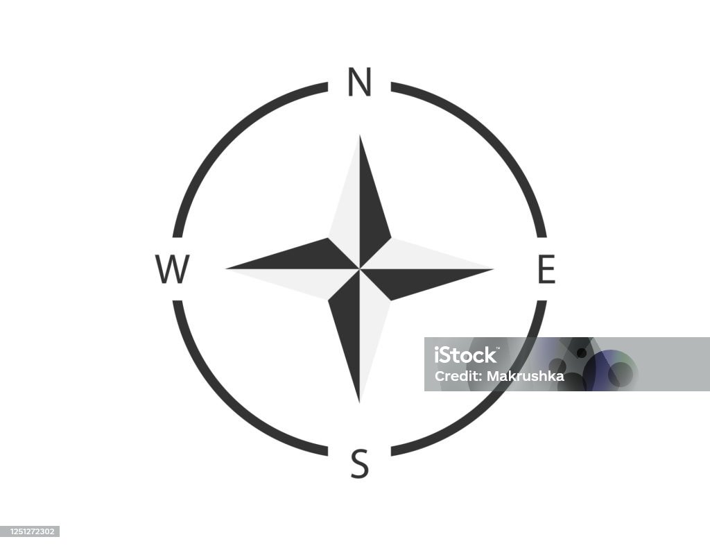 Compass Sign North West South And East Direction Map Navigation With