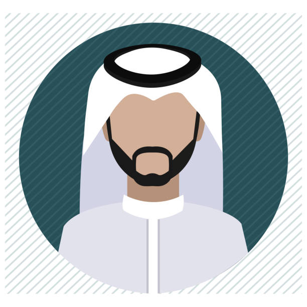 ilustrações, clipart, desenhos animados e ícones de um ícone saudita usando shemagh e um thobe - kaffiyeh