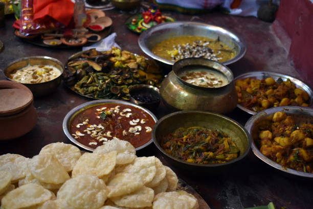 istock The hindu puja rituals feast platter (puja prasad, puja bhog) 1251272639