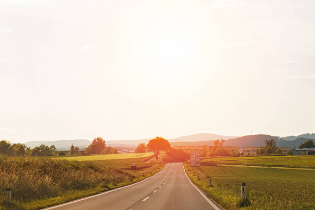 istock Small European countryside road throught fields 1251276694